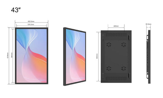 43'' Outdoor LCD Display IP65-Rated Water Proof Full Outdoor Display 4000 Nits Slim Robust Design